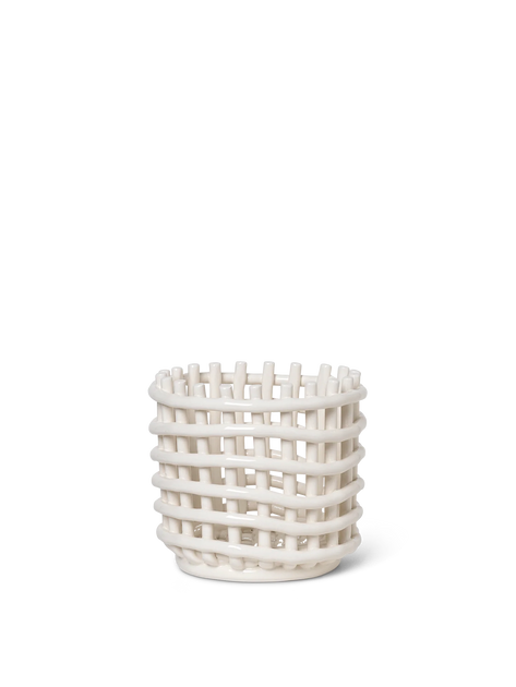 Ceramic Basket in Off-White - Small by ferm LIVING