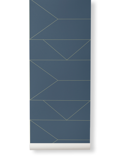 Lines Wallpaper paper blue 1 panel - W 53 cm - Ferm Living