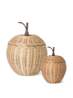 Set de regalo Small and Large Apple Braided Storage, dos cestas con tapa en forma de manzana con rabillo