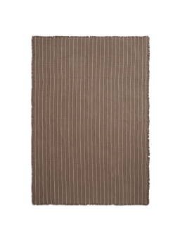 Aires Bedspread in steengrijs, eenpersoons, met fijne contrasterende strepen en franjeranden