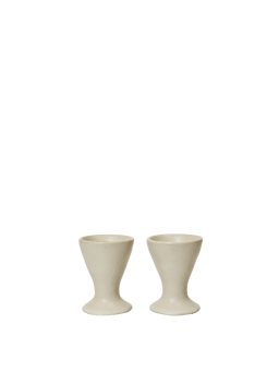 Flow Egg Cups in Gebrochenes Weiß mit Sprenkeln, 2er-Set mit ausgestellten Sockeln