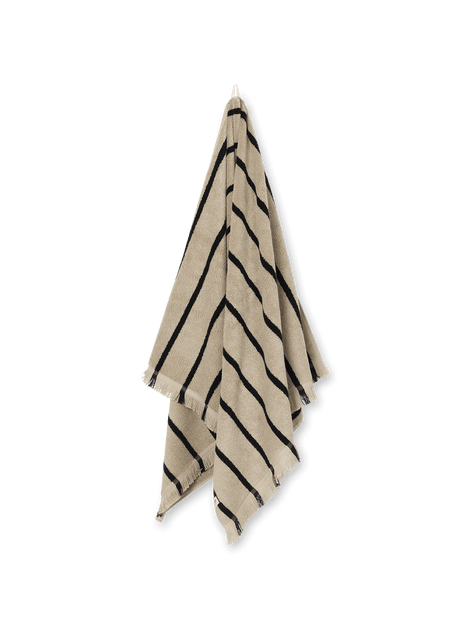 Alee Bath Towel | Sand/Black | Decorative fringes | ferm LIVING