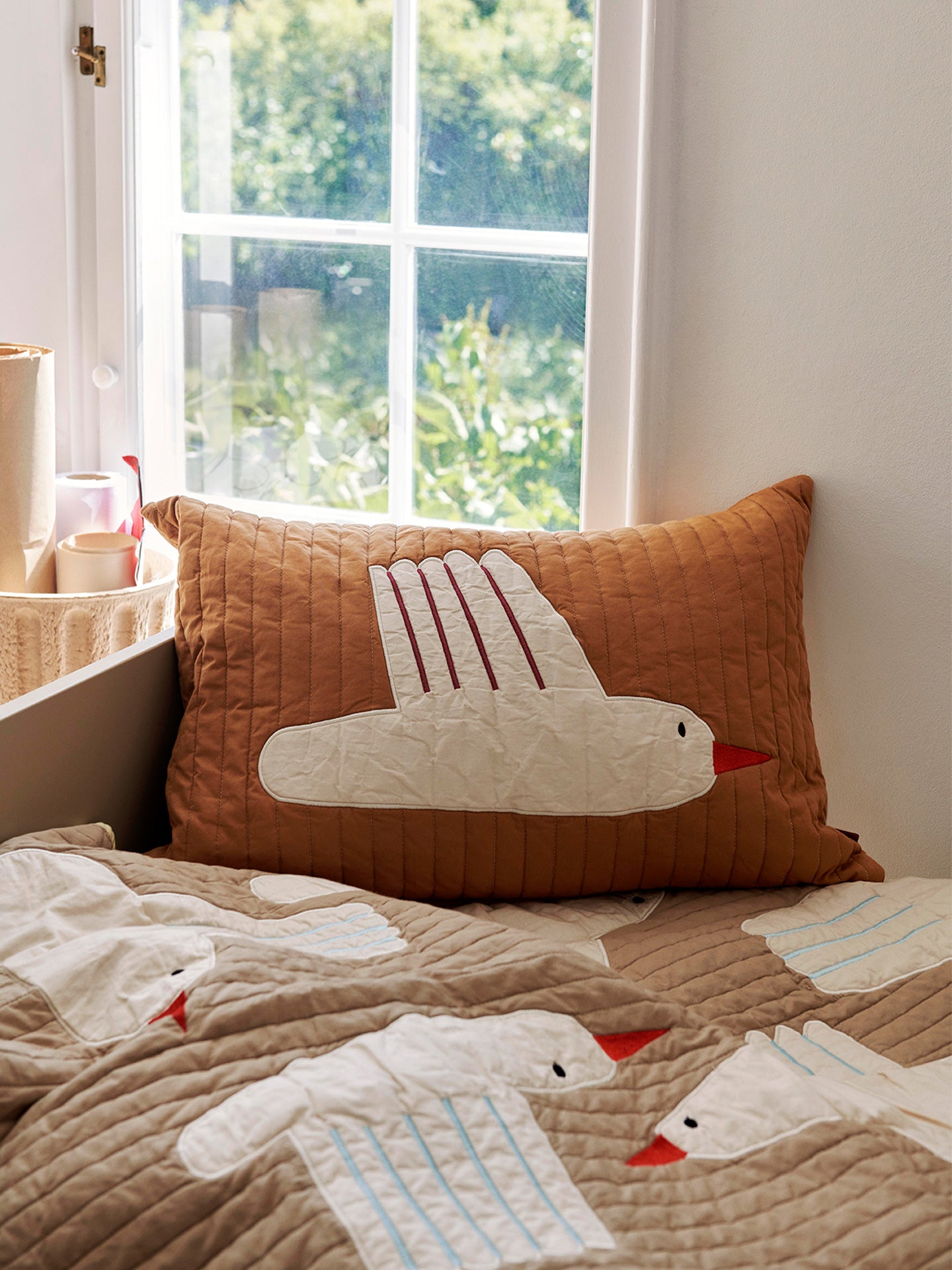 Bird Quilted Cushion Rectangular - Sugar Kelp | ferm LIVING