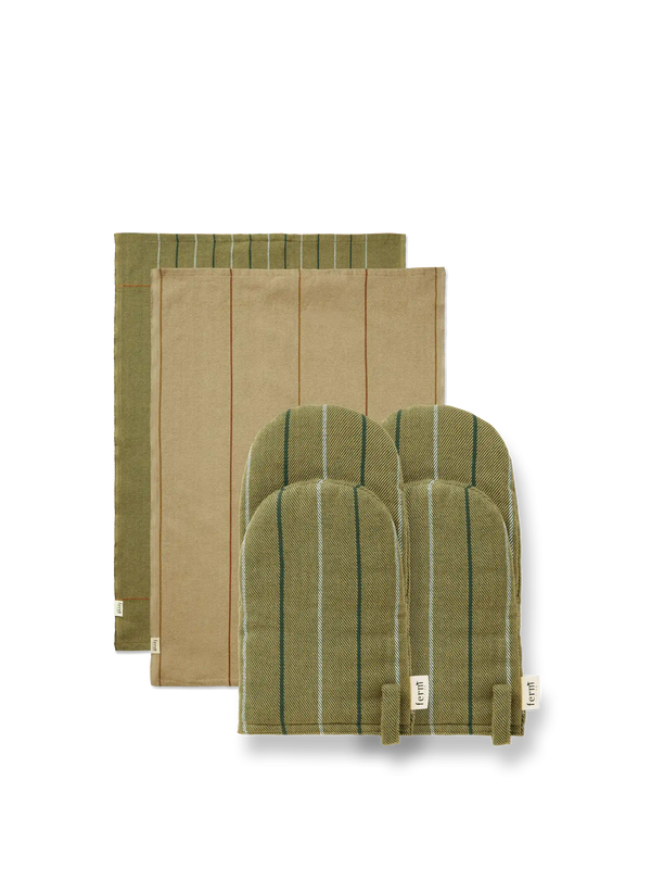 Ito Tea Towel - Set of 2 & Oven Mitt Gift Set - Seaweed