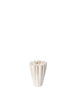 Dedali Vase en blanc cassé, petit format, à surface nervurée et bord en labyrinthe enroulé