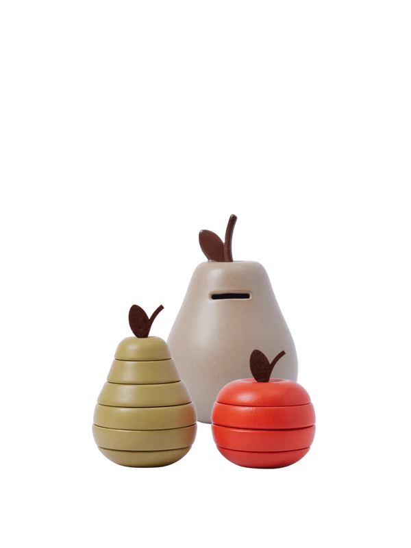 Pear Money Bank & Stacking Apple and Pear - Set of 2 - Gift Set