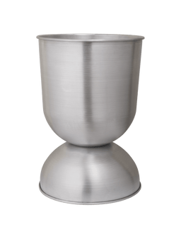 Hourglass Pot large in brushed aluminium with rounded base
