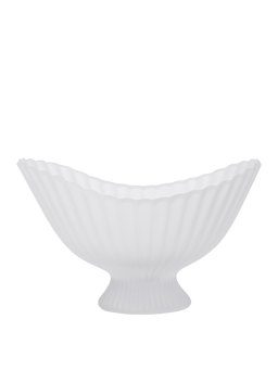 Fountain Glass Centrepiece en verre givré, coupe nervurée sur pied