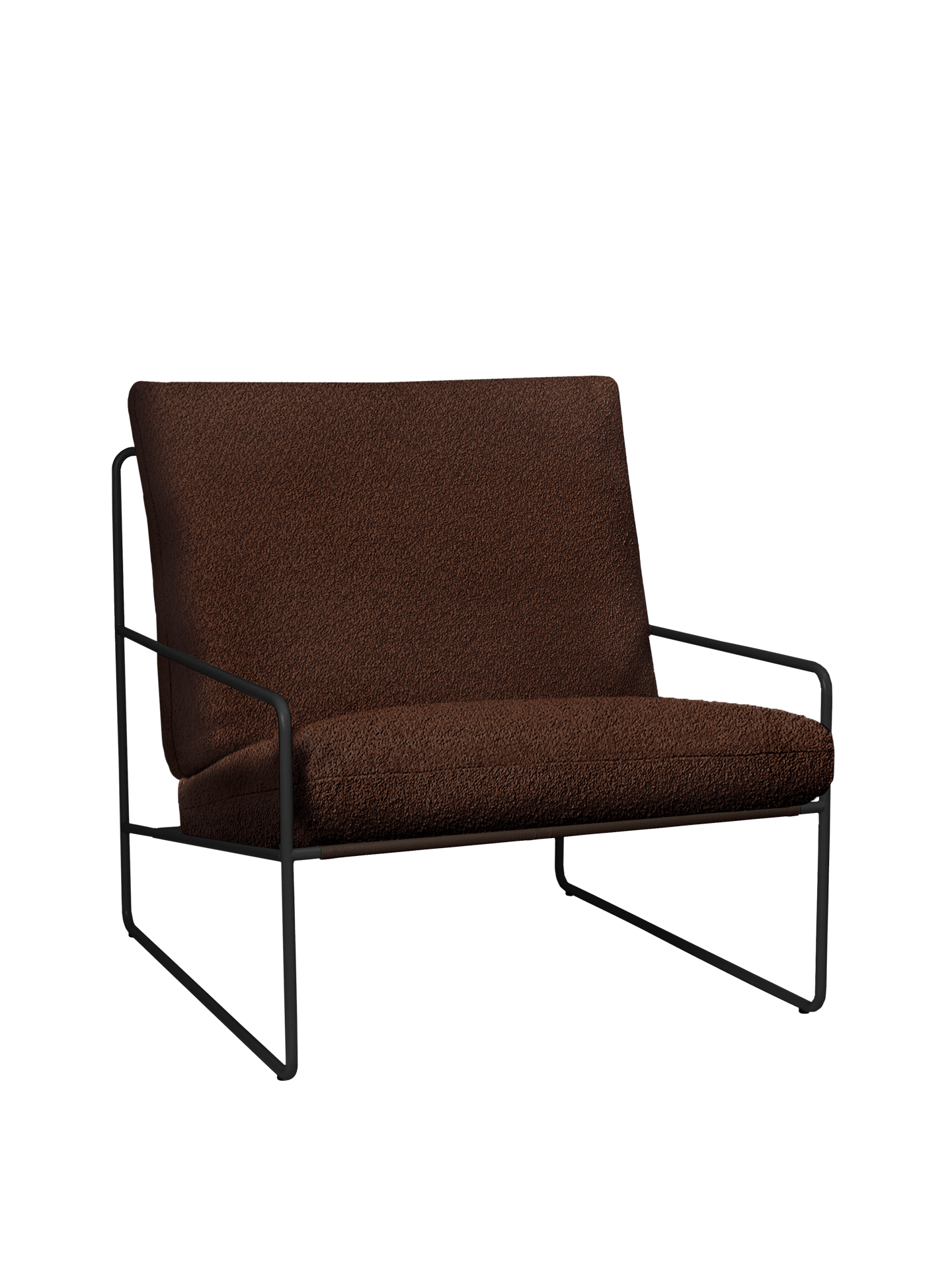 Desert 1-seater - Black - Pure Bouclé - Chestnut