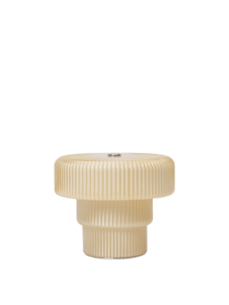 Ripple Portable Lamp en avena, pequeña, con pantalla y base de vidrio ondulado