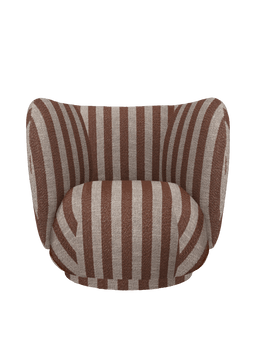 Rico Lounge Chair mit Drehfuß in Louisiana Sand/Schokoladenbraun gestreift