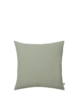 Sen Cushion vert thé, carré avec une surface tissée unie