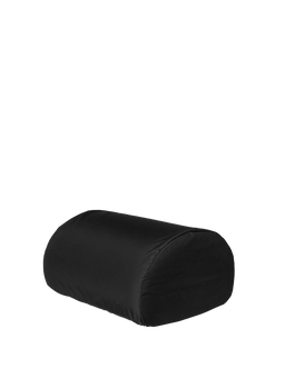Rouli Pouf Protective Cover in black, fitted over a cylindrical pouf