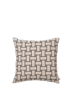Lattice Cushion en blanc cassé/noir avec motif tissé façon vannerie