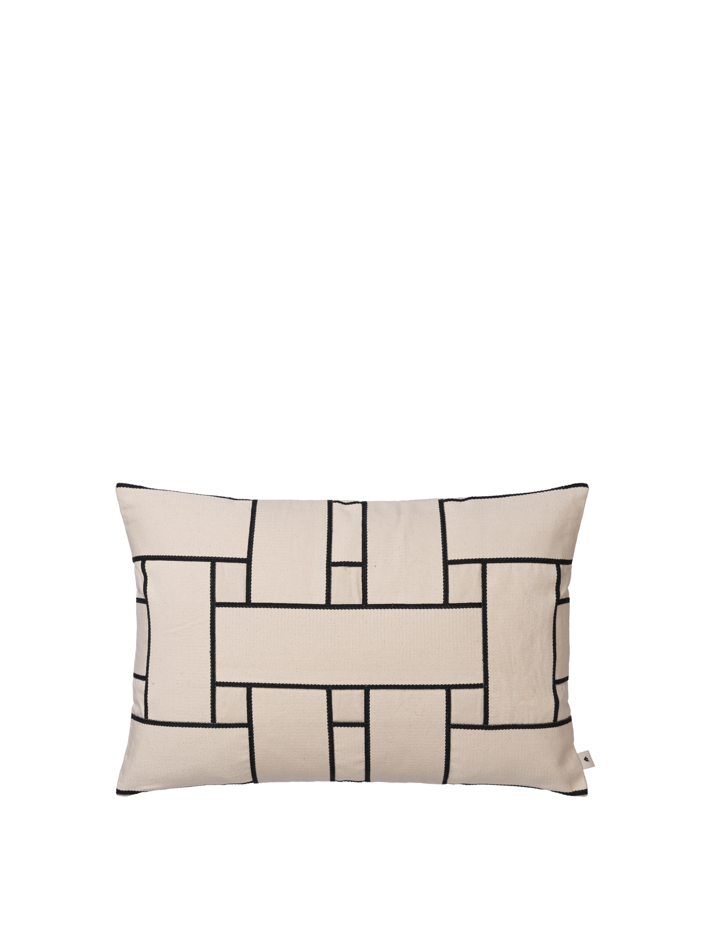 Lattice Offset Cushion Cover - Rectangular - Off-White/Black