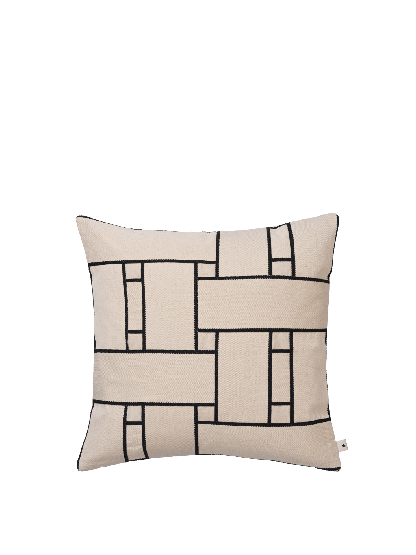 Lattice Offset Cushion Cover - Off-White/Black
