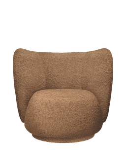 Rico Swivel Lounge Chair en bouclé brut brun clair