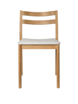 Boda Dining Chair in naturel eiken met gebroken wit beklede zitting en rugleuning met dubbele spijl