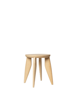 Feve Kids Stool en frêne naturel avec assise ronde et quatre pieds fuselés