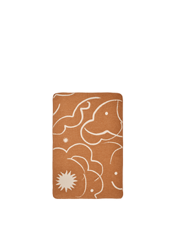 Skye Blanket in sienna/perkament met wolken- en zonnemotief en gestikte rand