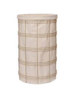 Fio Laundry Basket in Kaschmir mit Stoffbeutel in Natur in einem Drahtgestell