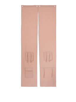 Settle Door Curtain in rose, split panels with patch pockets and eyelets