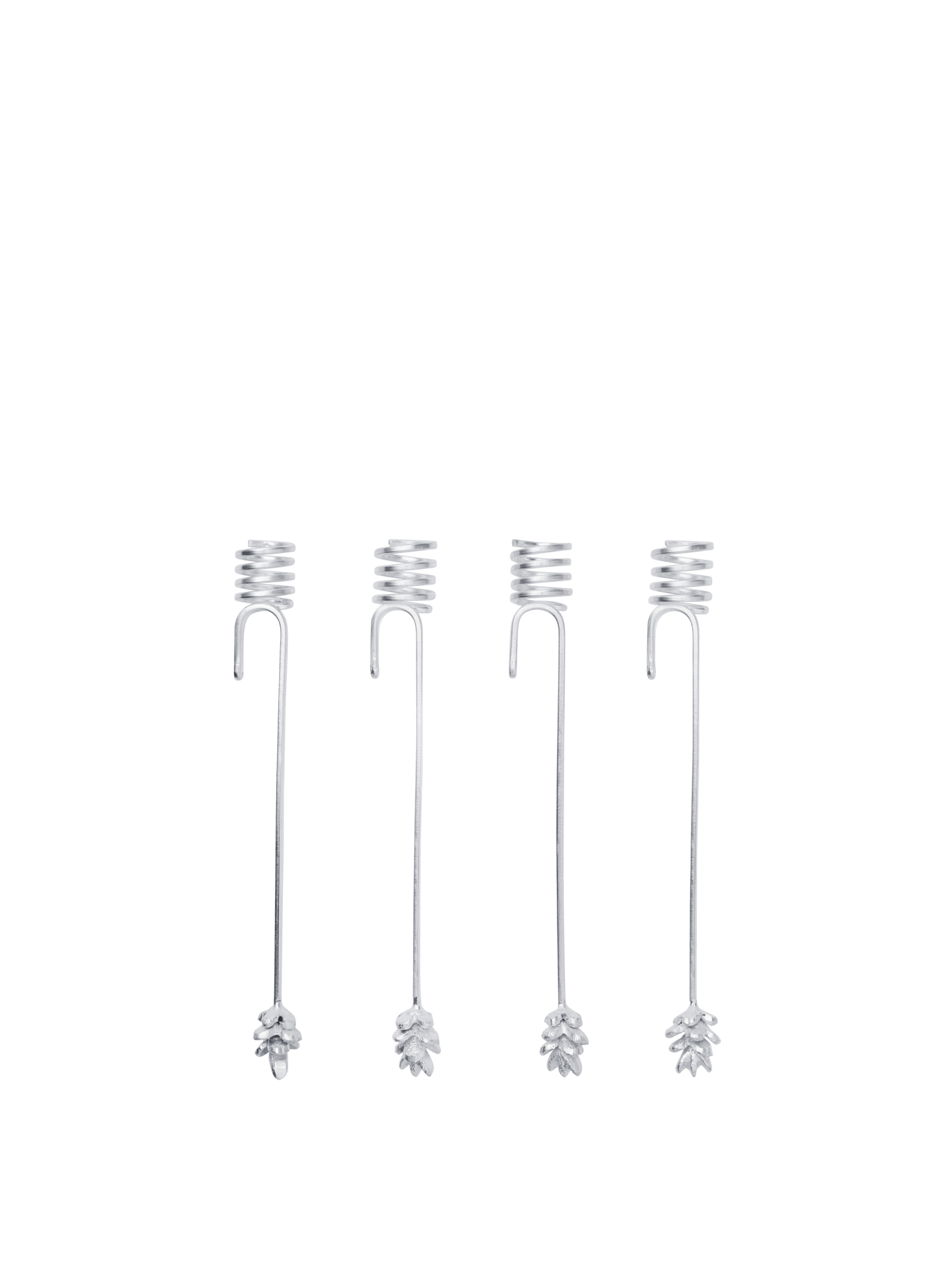 Forest Christmas Tree Candle Holders - Set of 4 - Silver