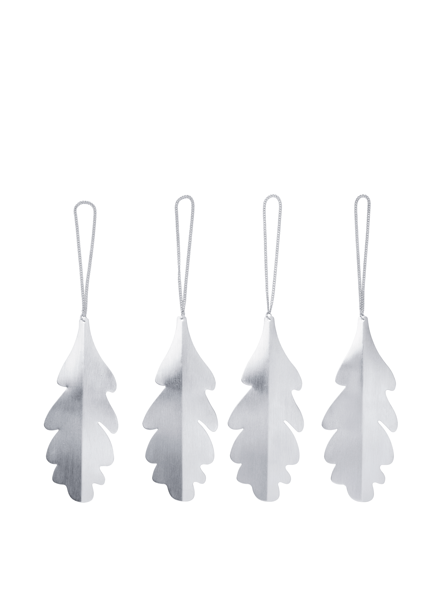 Oak Leaf Ornaments - Set of 4 - Silver