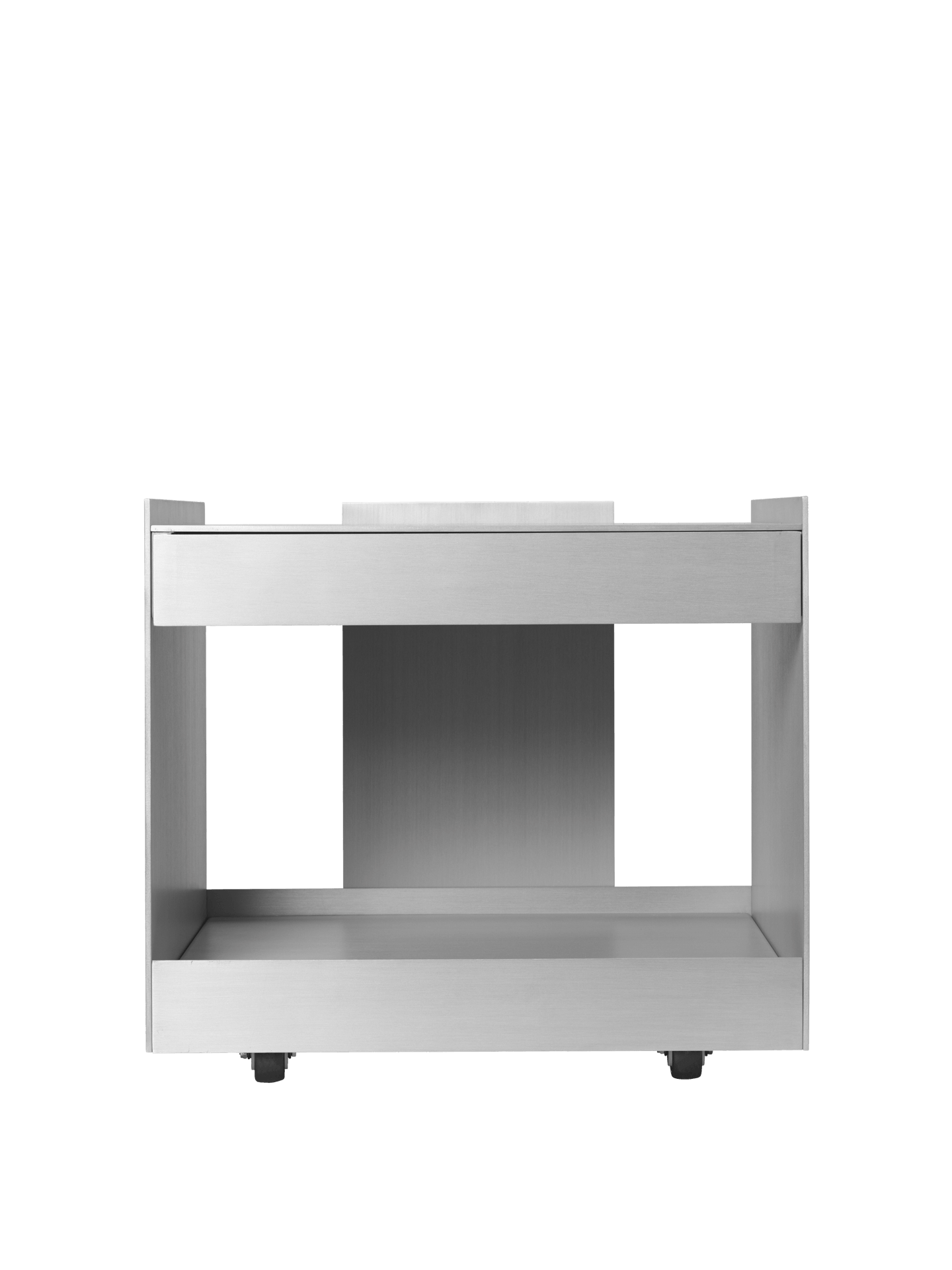 Lager Low Trolley with Drawer - Aluminium