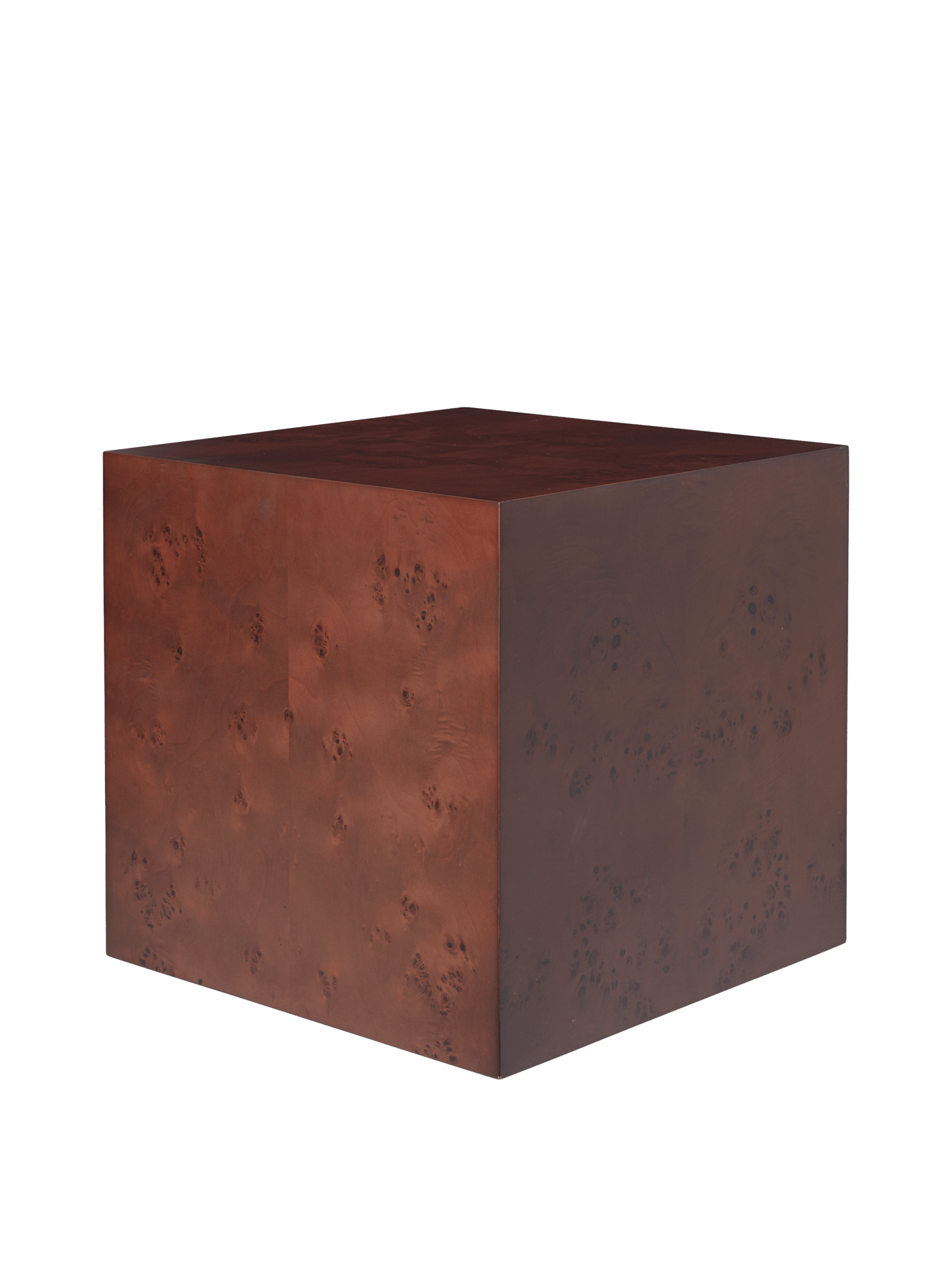 Burl Cube Side Table - Dark Stained Burl
