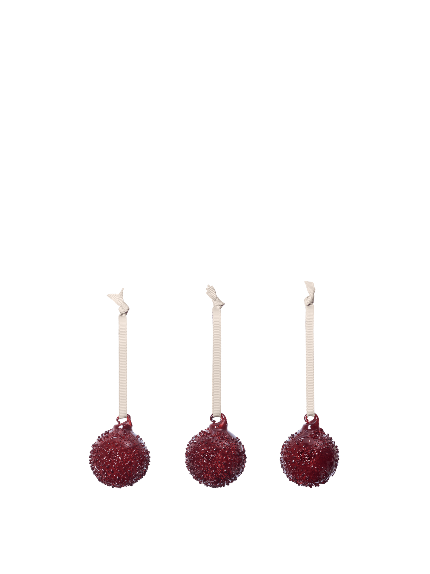 Flurry Glass Baubles - Small - Set of 3 - Picante Red