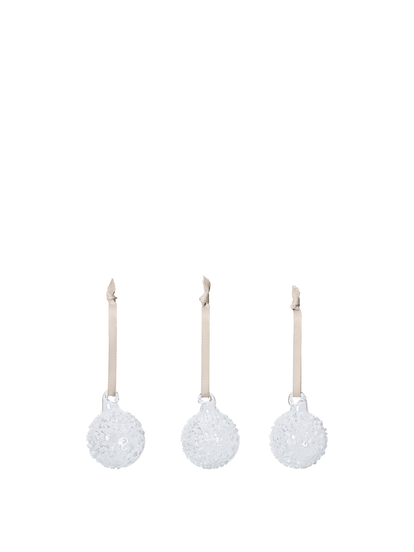 Flurry Glass Baubles - Small - Set of 3 - White