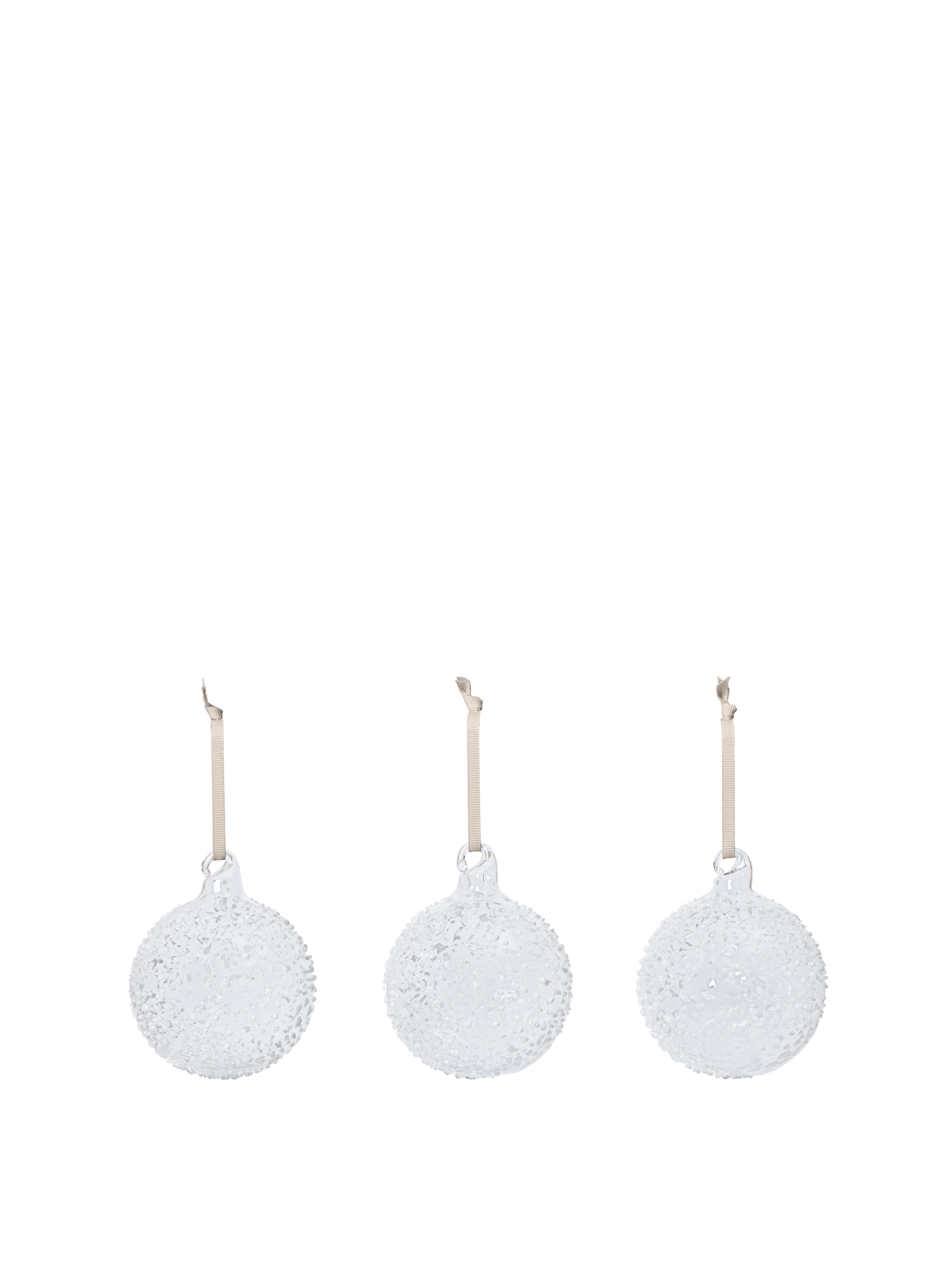 Flurry Glass Baubles - Medium - Set of 3 - White