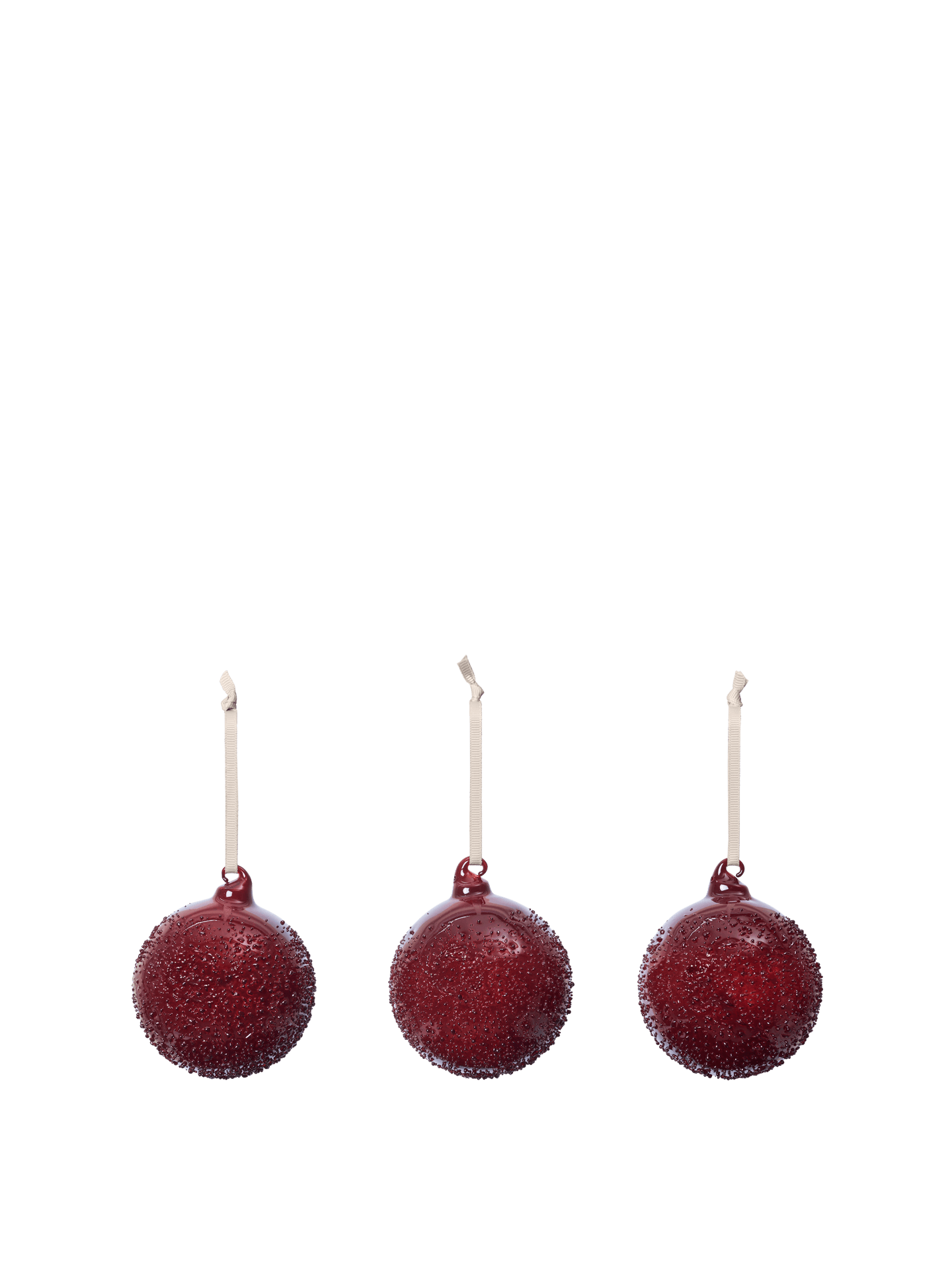 Flurry Glass Baubles - Medium - Set of 3 - Picante Red