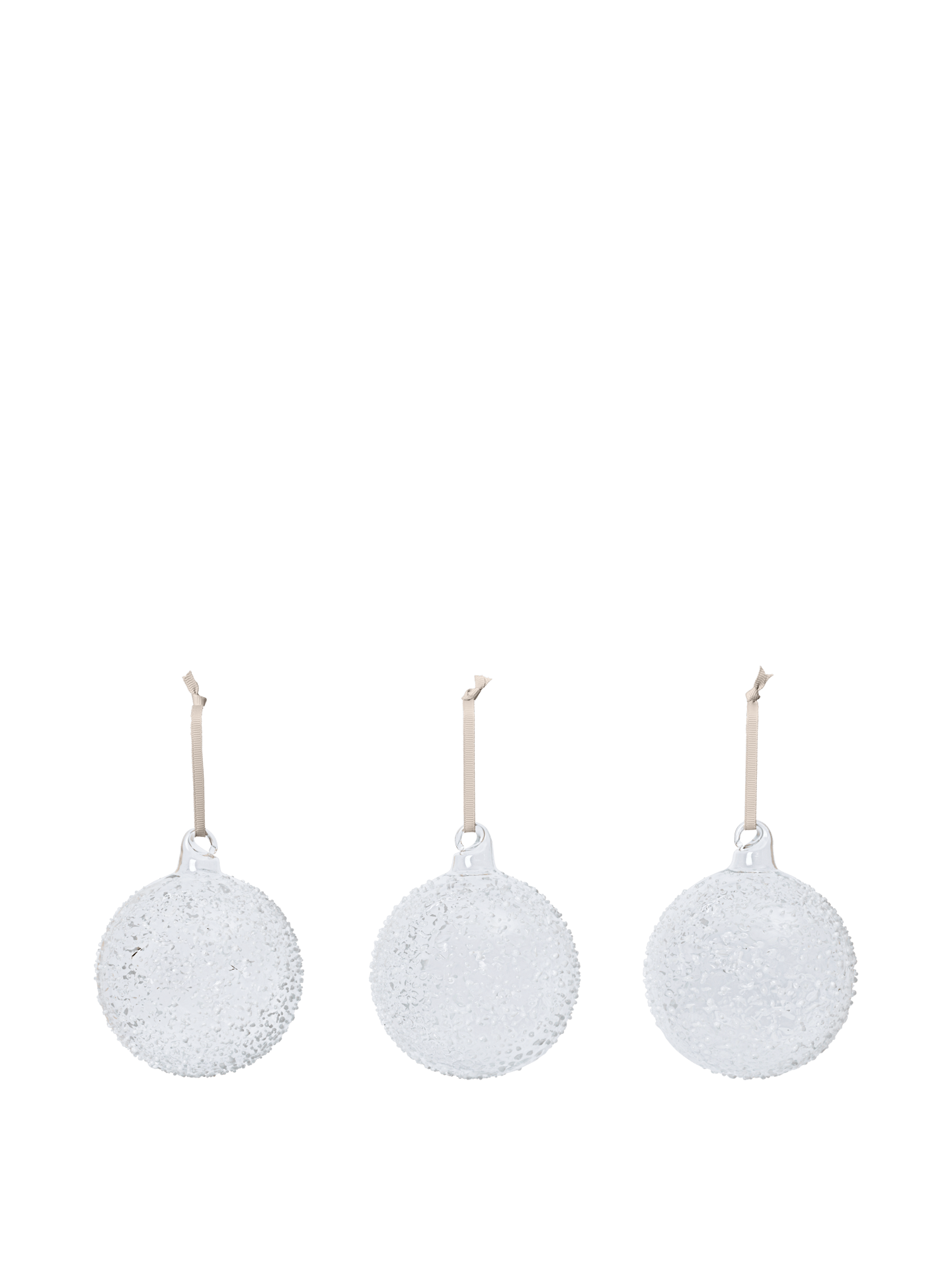 Flurry Glass Baubles - Large - Set of 3 - White