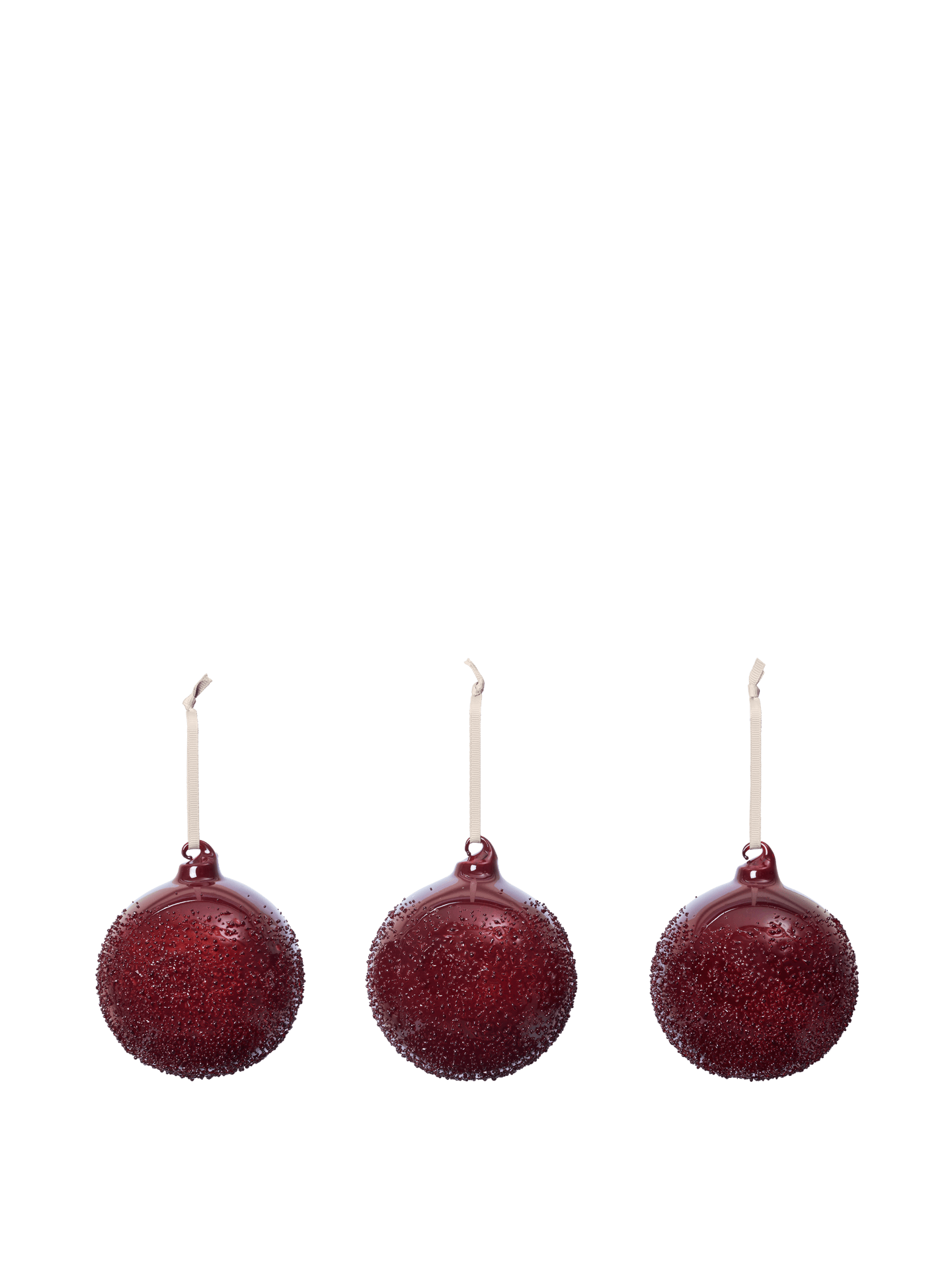 Flurry Glass Baubles - Large - Set of 3 - Picante Red