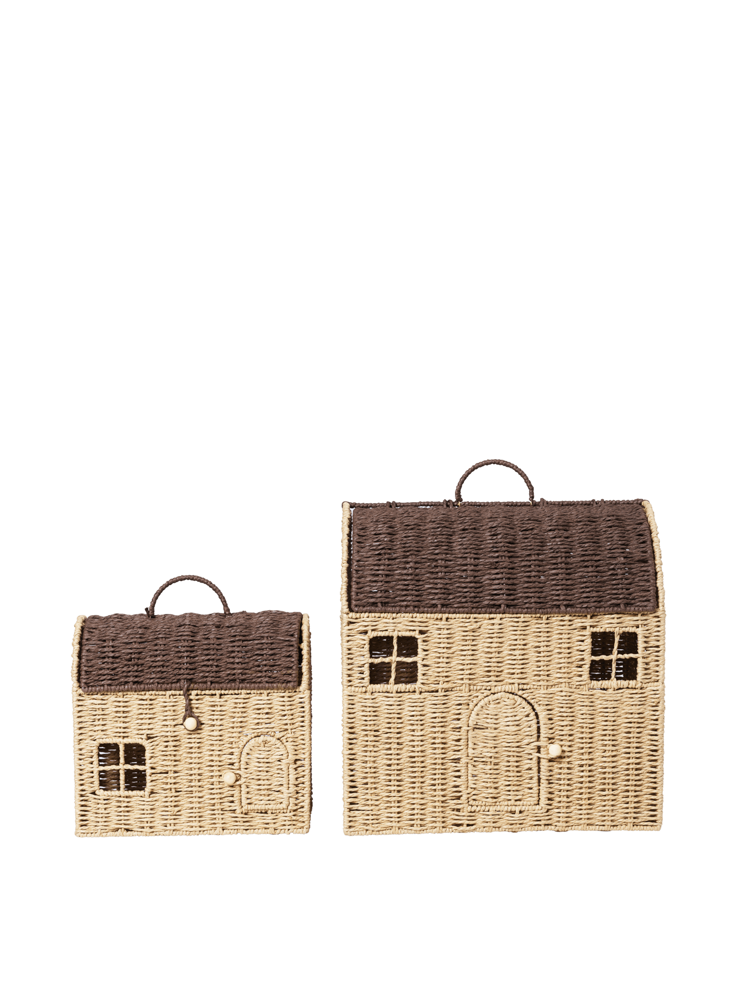 Casu Storage Houses - Set of 2 - Natural/Dark Brown
