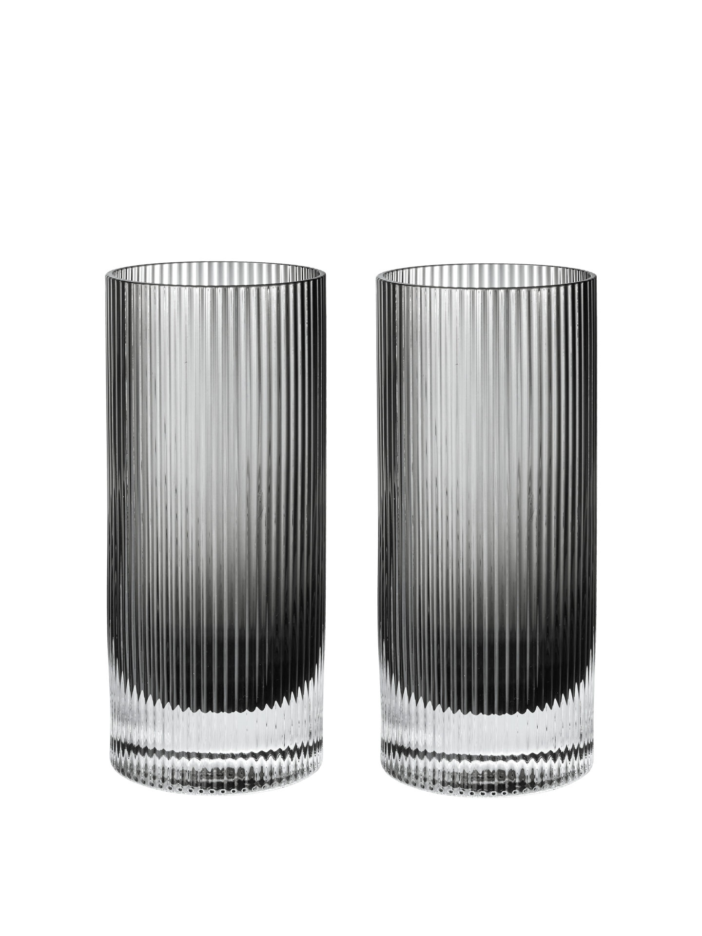 Ripple Highball Glasses - Set of 2 - Smoked Grey