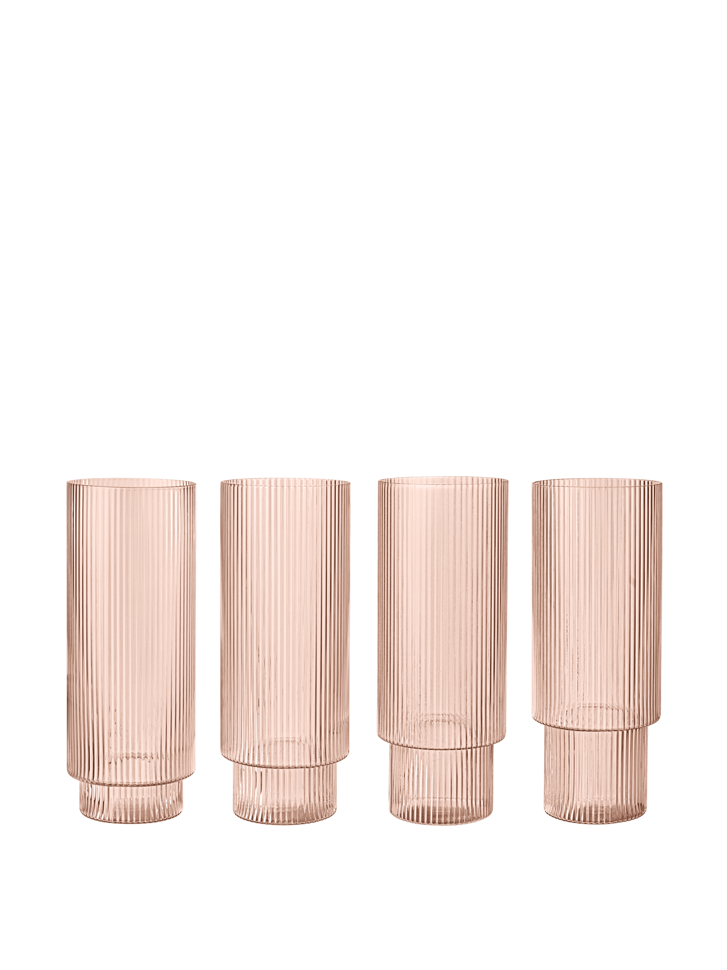 Ripple Long Drink Glasses - Set of 4 - Blush