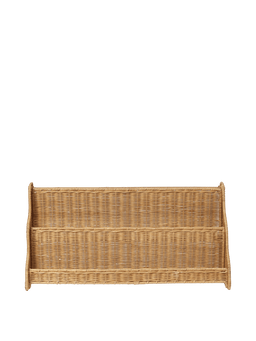 Rivan Display Shelf en rotin naturel avec deux pochettes de présentation orientées vers l'avant