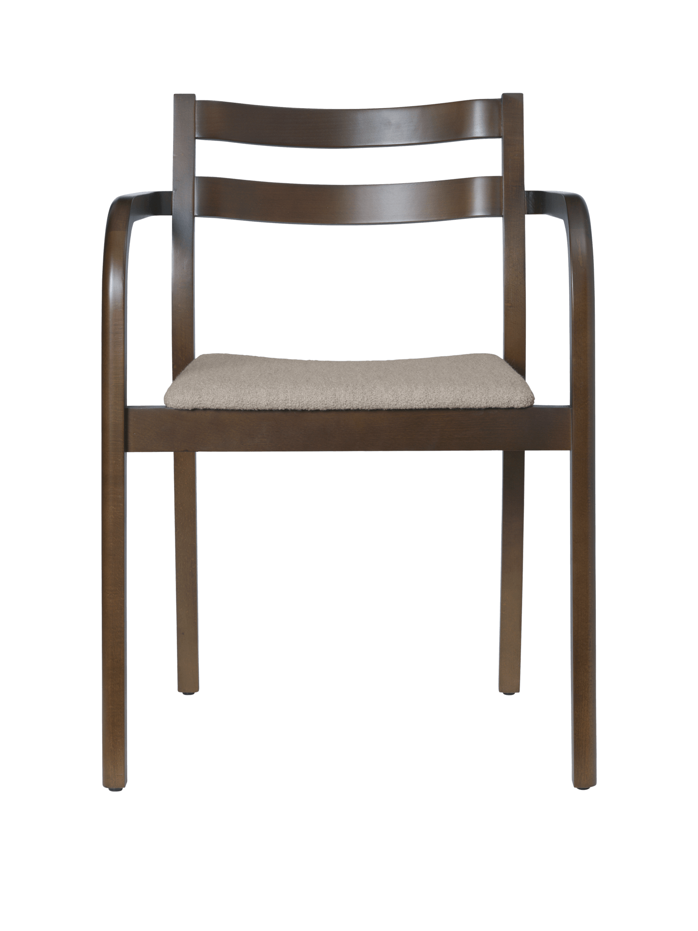 Boda Dining Chair with Arms - Upholstered Seat - Soft Bouclé - Dark Stained Beech/Natural