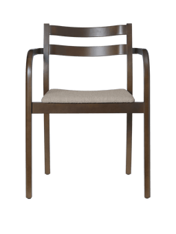 Boda Dining Chair with Arms van donker gelakt beuken met zitting in naturel bouclé