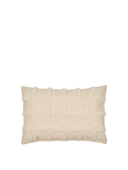 Norte Grid Cushion in off-white, rectangular with tufted grid pattern