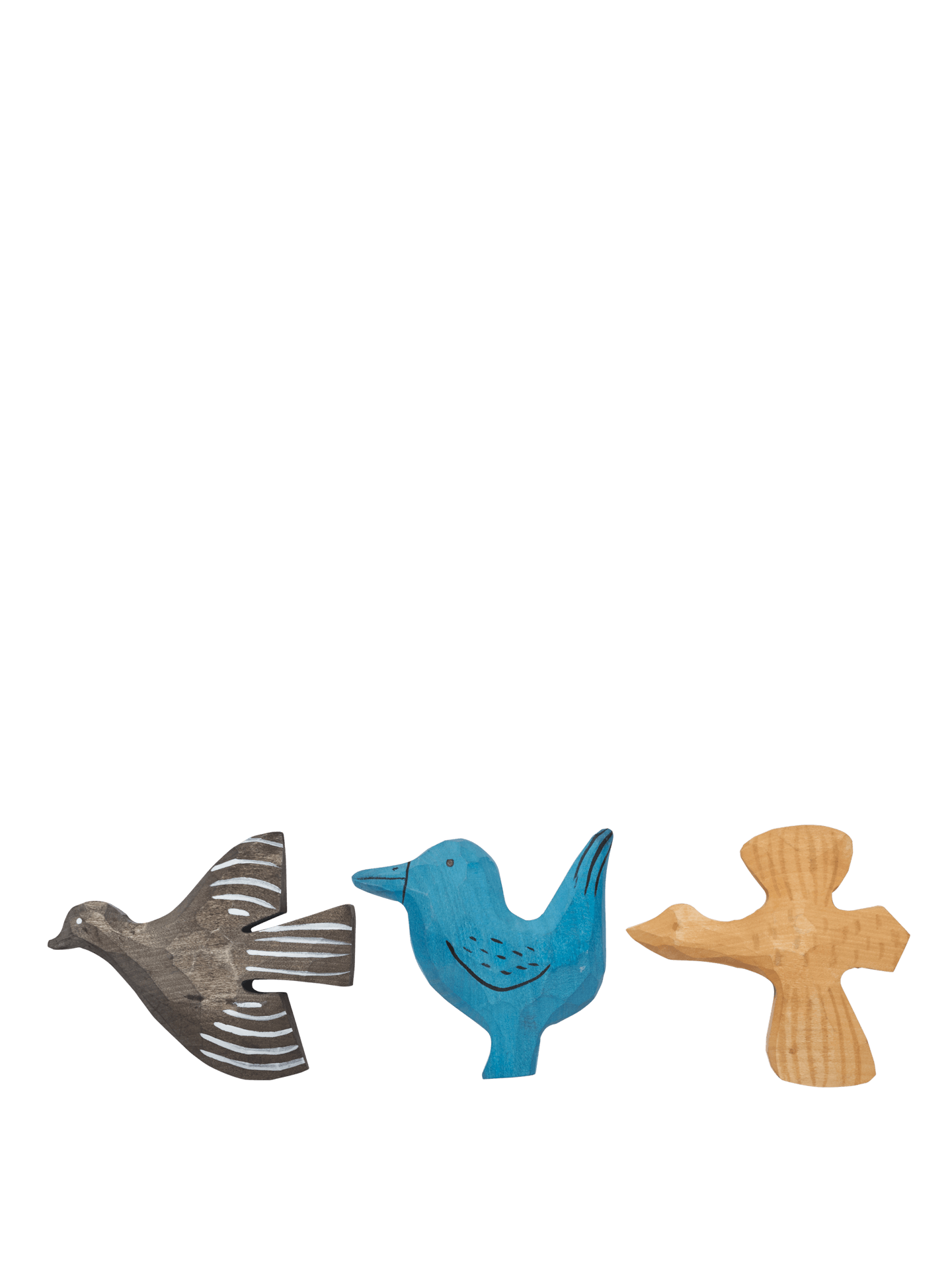 Bird Hand-carved Magnets - Set of 3 - Multi