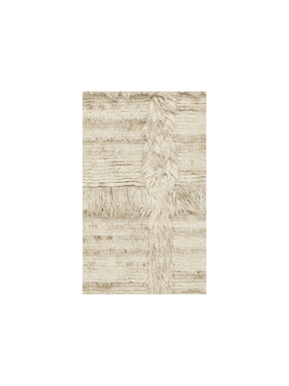 Norte Grid rug sample in natural with raised ridge and fringed pile