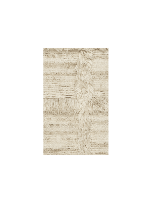 Norte Grid rug sample in natural with raised ridge and fringed pile