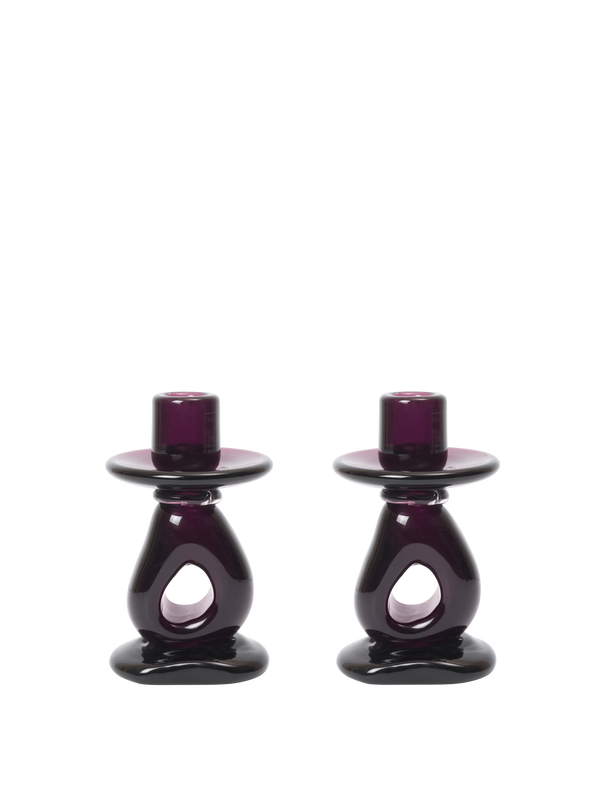 Damo Candle Holder - 16 - Set of 2 - Gift Set - Dark Grape