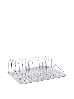 Curvature Dish Rack in stainless steel with wire slots and drip tray