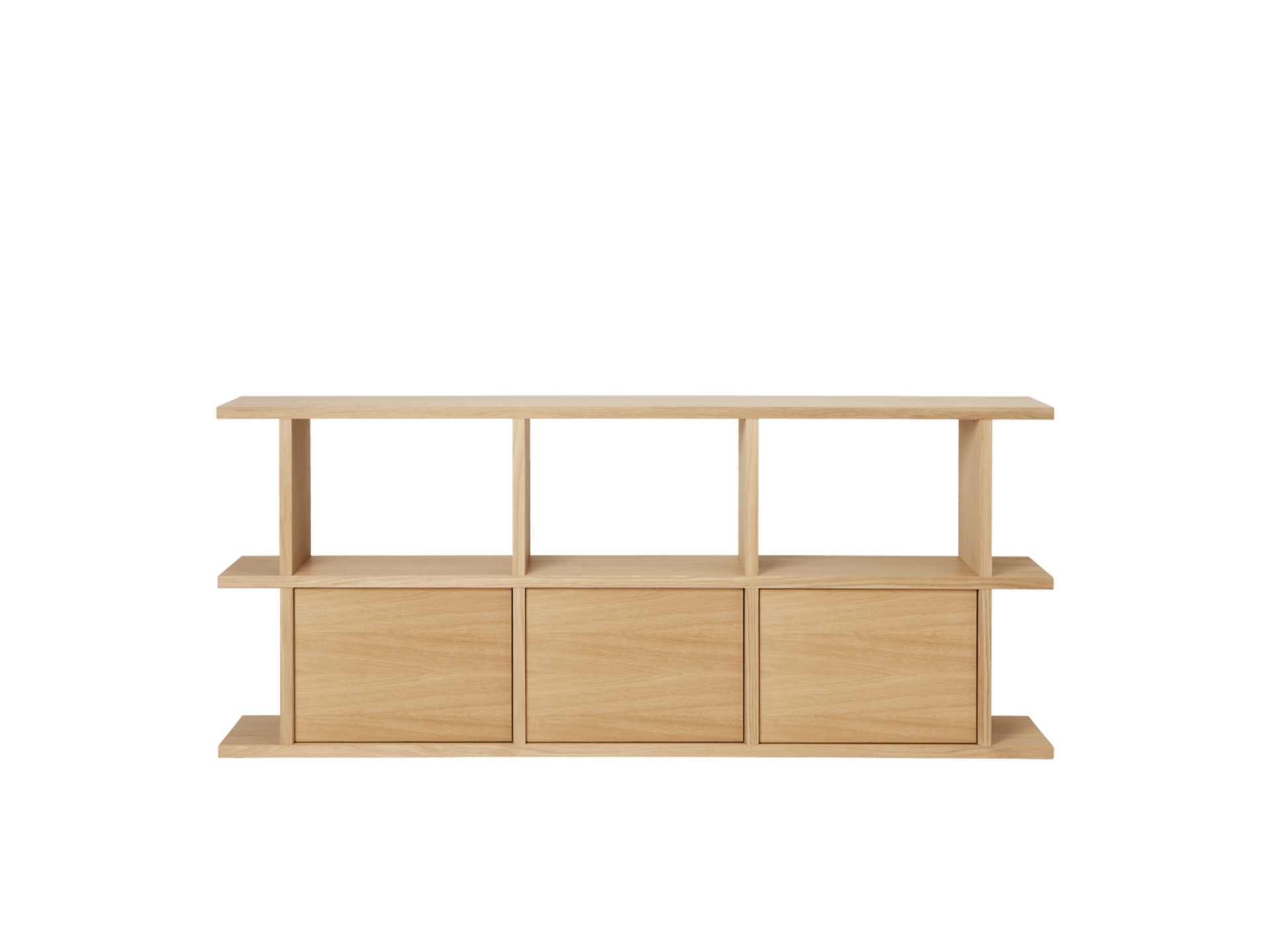 Kona Bookcase - 3x2 - with 3 Cabinet Inserts - Natural Oak Veneer