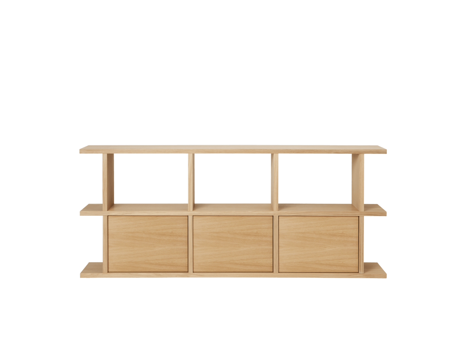 Kona Bookcase - 3x2 - with 3 Cabinet Inserts - Natural Oak Veneer